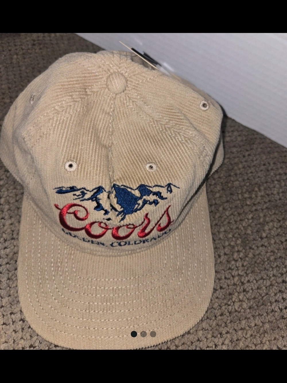 Coors Embroidered Corduroy Baseball Cap Tan Coors Corduroy SnapBack Hat Cap Nwt
